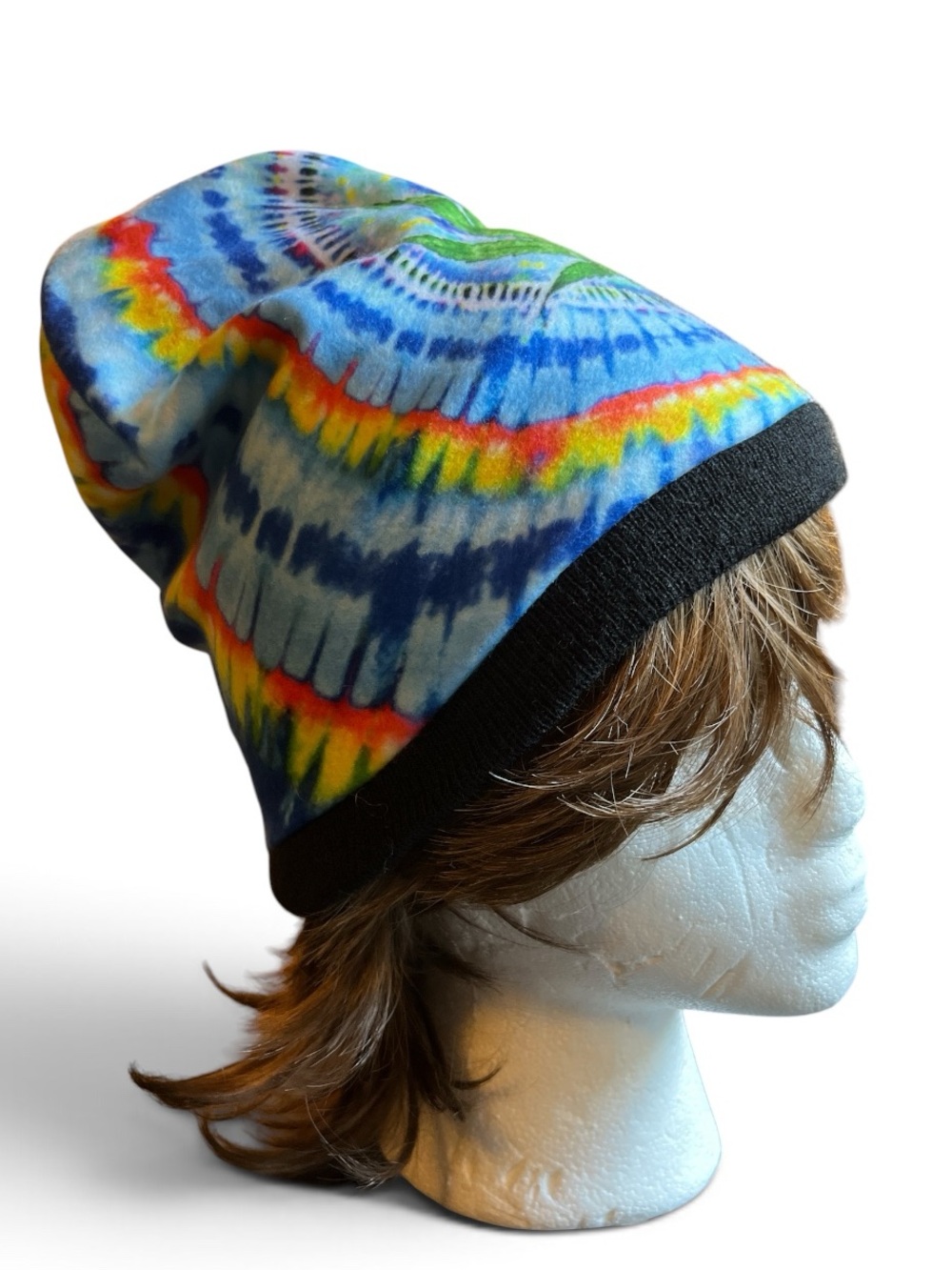 Unisex Tie-Dye Beanie Hat - Colorful Rainbow Leaf Design NWT